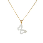 White Jade Butterfly Necklace with 18K Yellow Gold