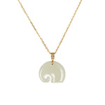 Little Elephant Hetian Jade Necklace with 18K Yellow Gold