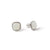 Celeste Cushion – White Jade Stud Earring in Sterling Silver with Beaded Frame
