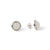 Aurora – White Jade Round Stud Earrings in Sterling Silver with Milgrain Edge
