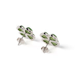 Jade Clover Charm Studs – Green Jade Clover Stud Earrings in Sterling Silver
