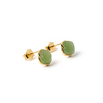 Willow Bloom – Green Nephrite Jade Stud Earrings in Gold Vermeil