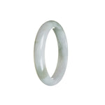 Genuine Grade A White Flower Traditional Jade Bracelet - 55mm Half Moon