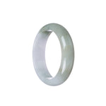Authentic Grade A Green with White Burmese Jade Bangle - 53mm Half Moon