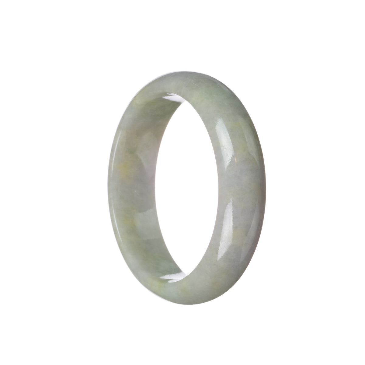 Authentic Grade A Greyish Green Burmese Jade Bangle - 57mm Half Moon