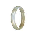 Certified Grade A Brownish Olive Green with White Patch Jadeite Jade Bangle Bracelet - 59mm Half Moon