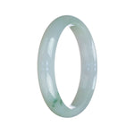 Real Grade A Pale Green Pattern Traditional Jade Bracelet - 56mm Half Moon