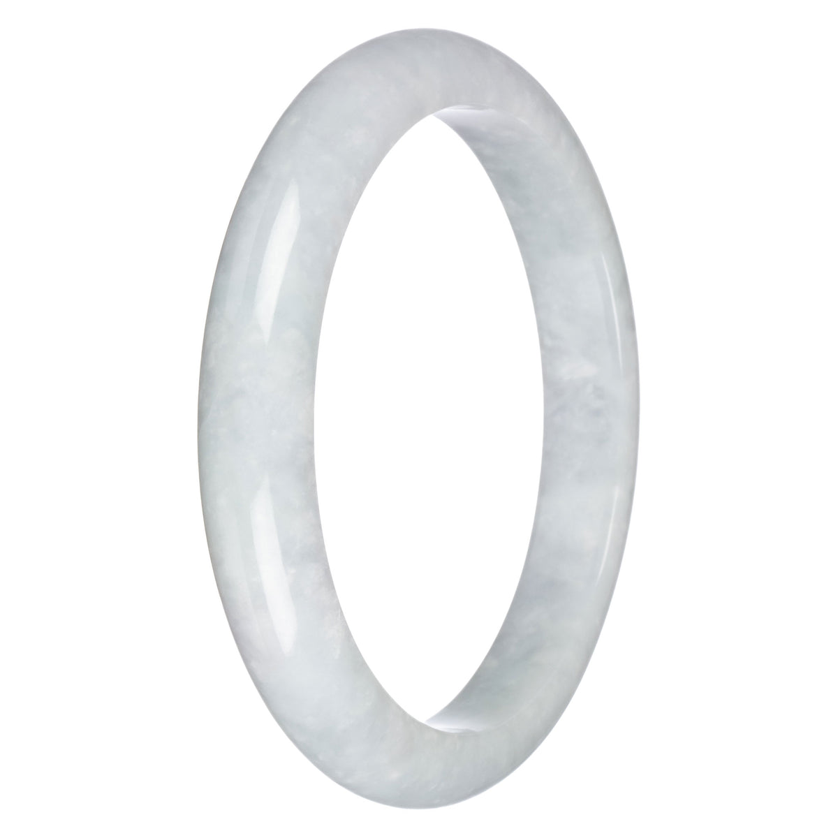 Real Type A Pale Green Burma Jade Bangle Bracelet - 78mm Half Moon