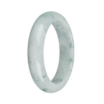 Genuine Grade A White with Green Pattern Jade Bracelet - 58mm Half Moon