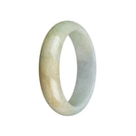 Genuine Grade A Brown, Pale Green and White Traditional Jade Bracelet - 53mm Half Moon