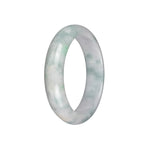 Real Natural White with Light Green Patterns Traditional Jade Bangle Bracelet - 58mm Half Moon