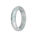 Real Natural White with Light Green Patterns Traditional Jade Bangle Bracelet - 58mm Half Moon