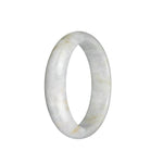 Genuine Grade A Light Grey with Light Brown Spots Jadeite Bangle - 58mm Half Moon