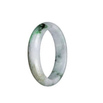 Authentic Grade A White and Light Brown with Dark Green and Apple Green Patterns Burmese Jade Bracelet - 54mm Half Moon