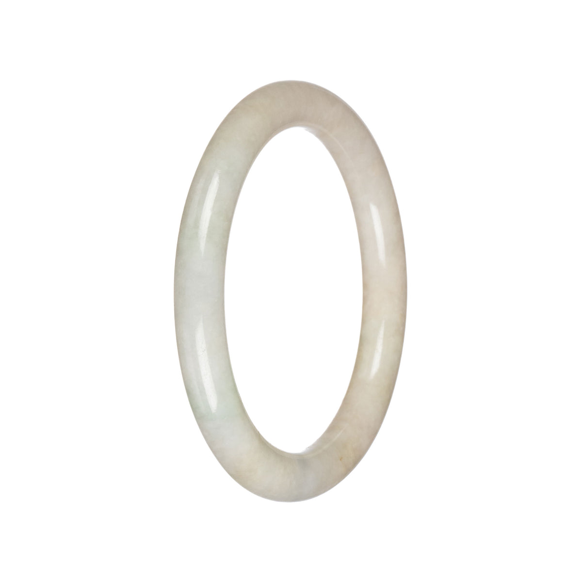 Authentic Creamy White Burmese Jade Bangle - 60mm Round