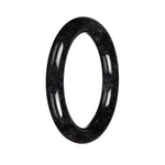 Genuine Black Pattern Traditional Jade Bangle - 60mm Round