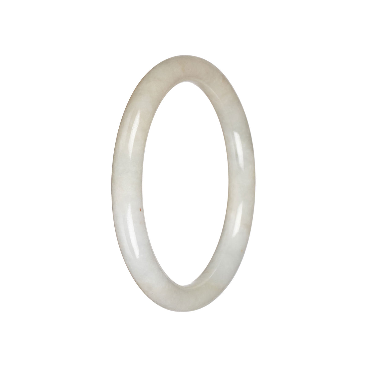 Authentic Creamy White Burma Jade Bangle - 59mm Petite Round