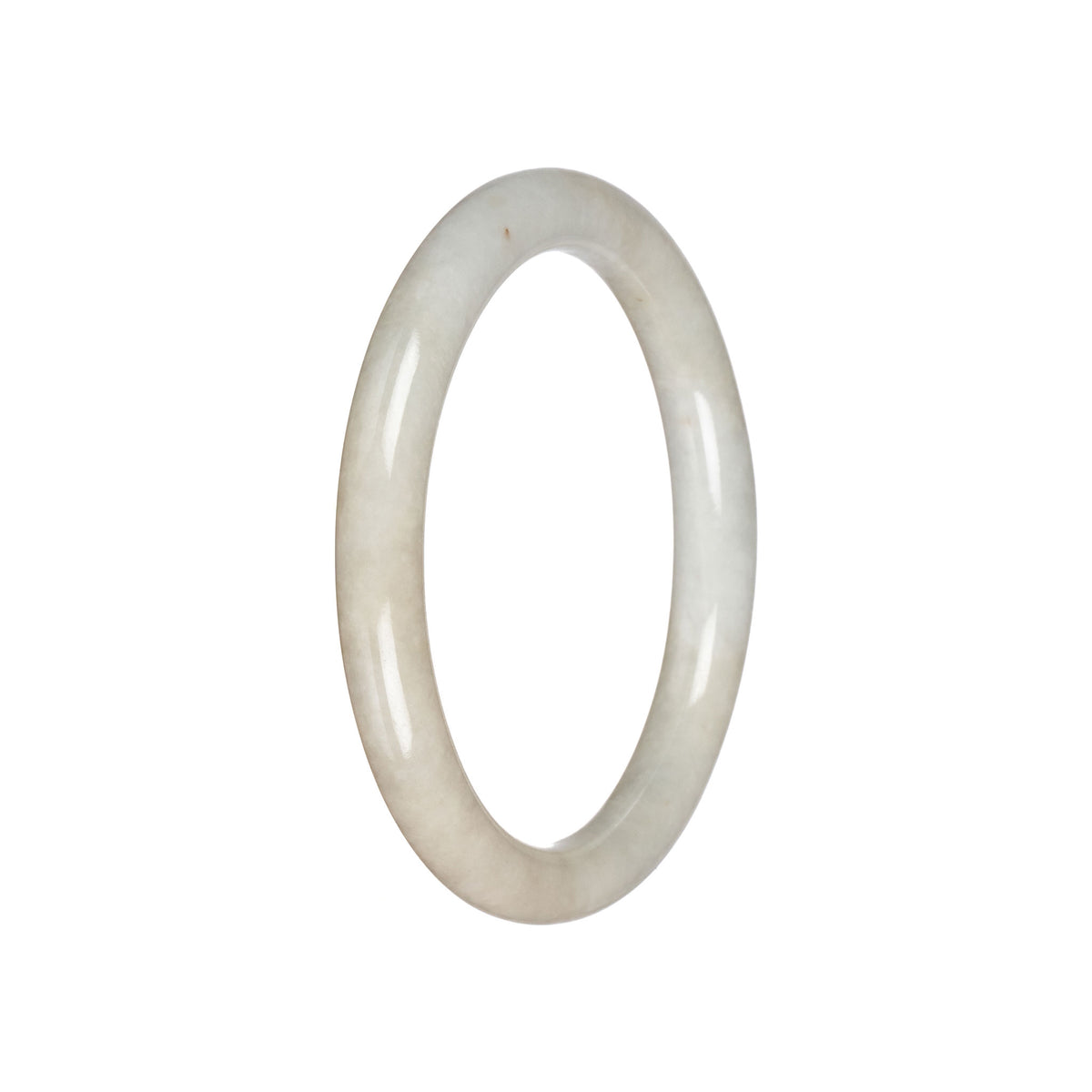 Authentic Creamy White Burma Jade Bangle - 59mm Petite Round