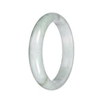 Genuine Green Pattern Jadeite Bangle Bracelet - 64mm Half Moon