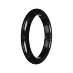 Genuine Black Pattern Burma Jade Bangle - 64mm Semi Round