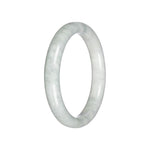 Natural White Pattern Jade Bangle - 60mm Semi Round