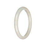 Grade A White Burma Jade Bangle - 63mm Semi Round