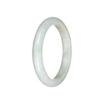 Natural Pale Green Traditional Jade Bangle Bracelet - 58mm Semi Round