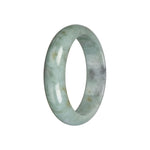 Untreated Light Green with Grey Jadeite Jade Bangle - 58mm Half Moon