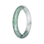 Untreated White with Green Traditional Jade Bangle - 62mm Semi Round