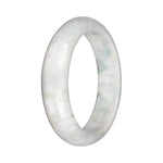 Real White with Green Jadeite Jade Bangle - 67mm Half Moon