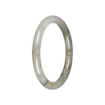 Natural Pale Olive Green with White Traditional Jade Bangle - 60mm Petite Round