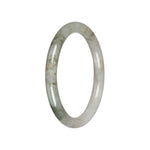 Natural Pale Olive Green with White Traditional Jade Bangle - 60mm Petite Round