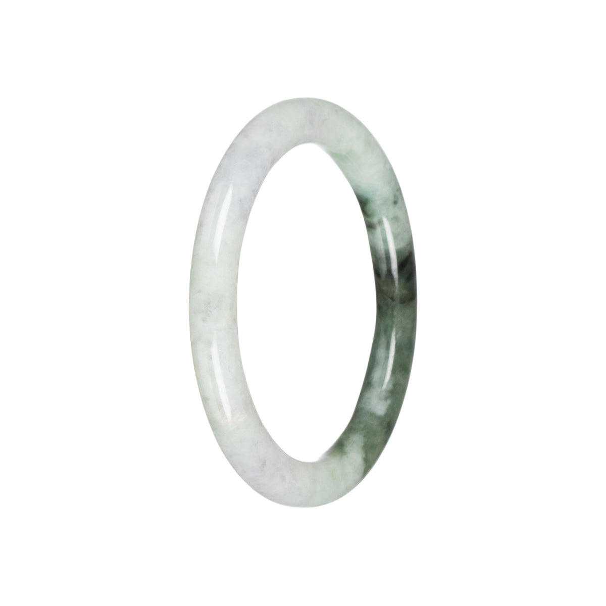 Authentic Pale Green with Green Jade Bangle - 55mm Petite Round