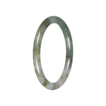 Real Bluish Green with White Burma Jade Bangle - 59mm Petite Round
