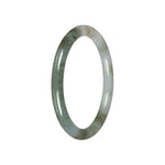 Real Bluish Green with White Burma Jade Bangle - 59mm Petite Round