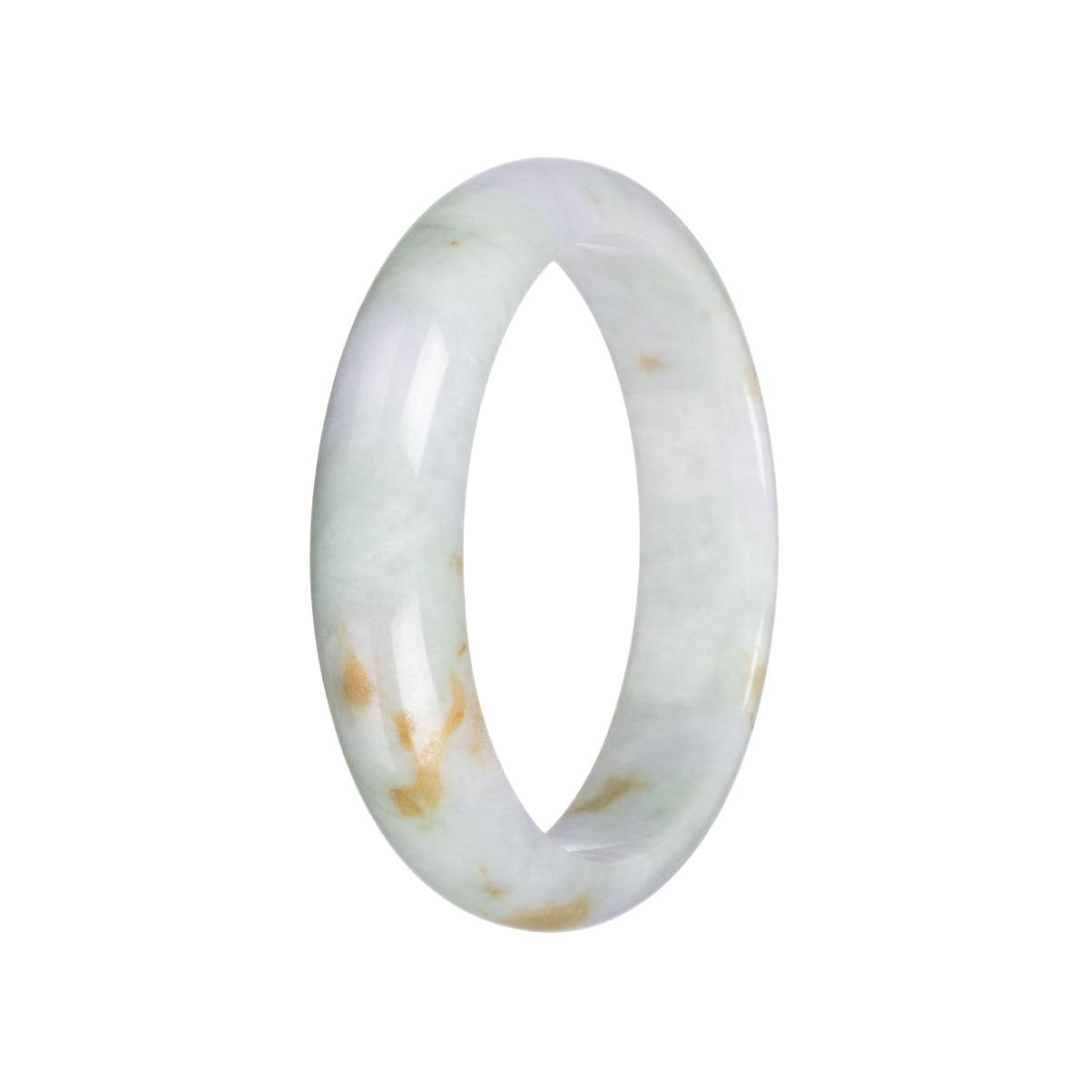 Grade A Pale Green with Pale Lavender Burmese Jade Bangle - 60mm Half Moon