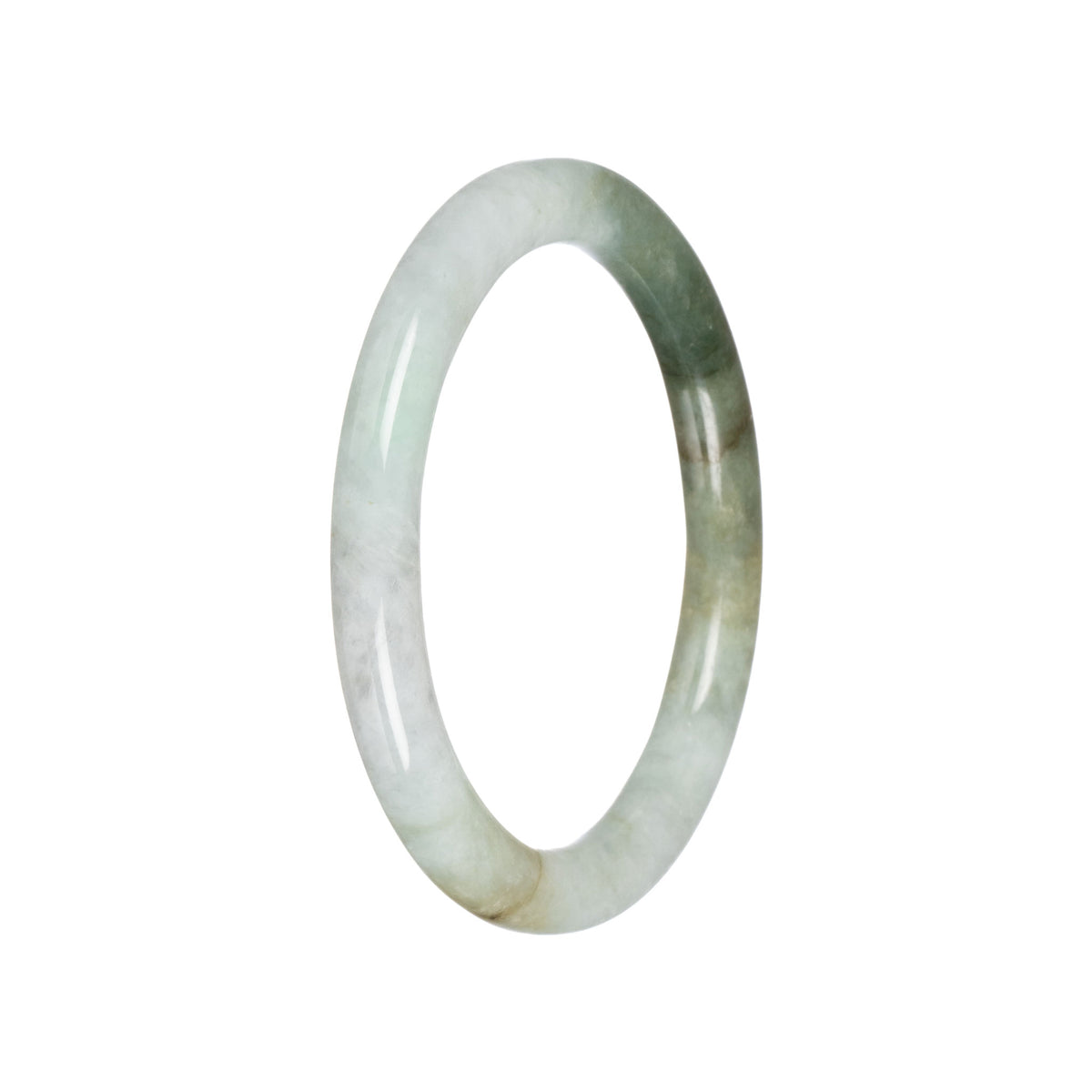 Authentic Pale Green with Green Burmese Jade Bangle - 59mm Petite Round