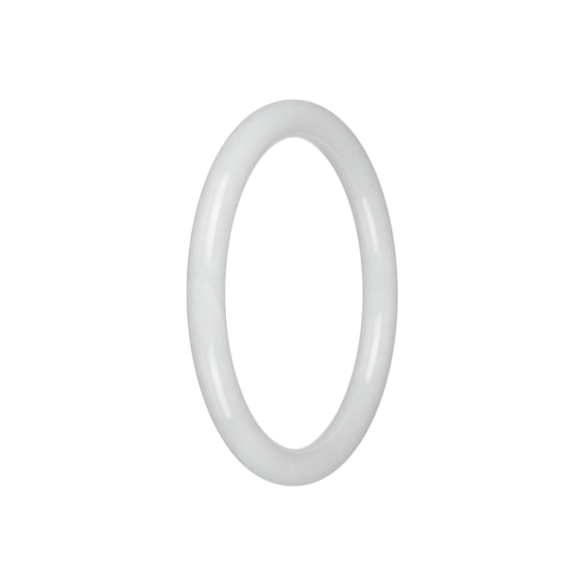 White Jadeite Jade Bangle Bracelet – Petite Round Bangle in Natural White Jade (55mm–63mm)