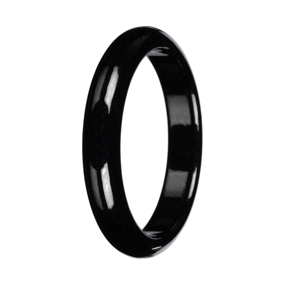 Black Jade Bangle Bracelet – 'The Midnight' Half Moon (54mm–61mm)