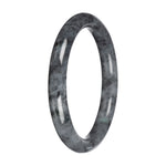 Natural Jadeite Petite Round Bangle Bracelet - 'Calligraphy Ink' (57mm - 59mm)