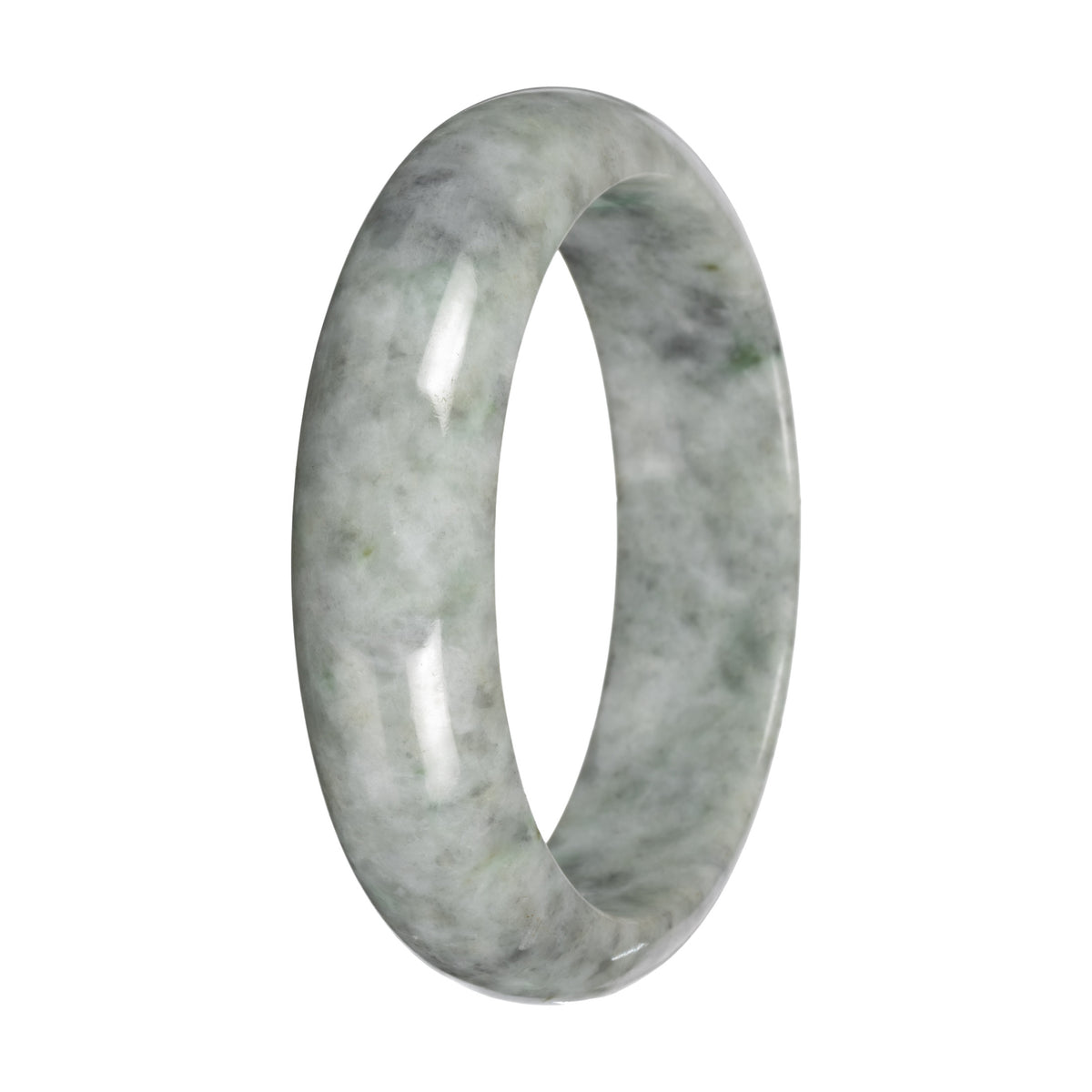 Authentic Burmese Wide Jadeite Bangle - 'Silver Monsoon' - Half Moon (59mm - 63mm)
