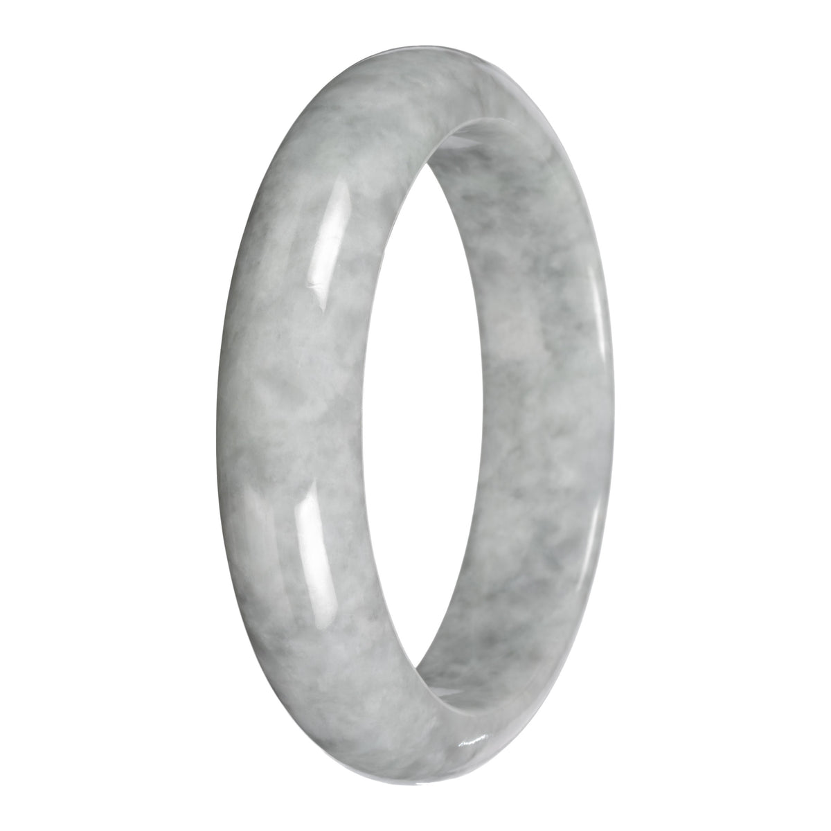 Grade A Burmese Jadeite Bangle - 'Whispering Storm' - Half Moon (61mm)