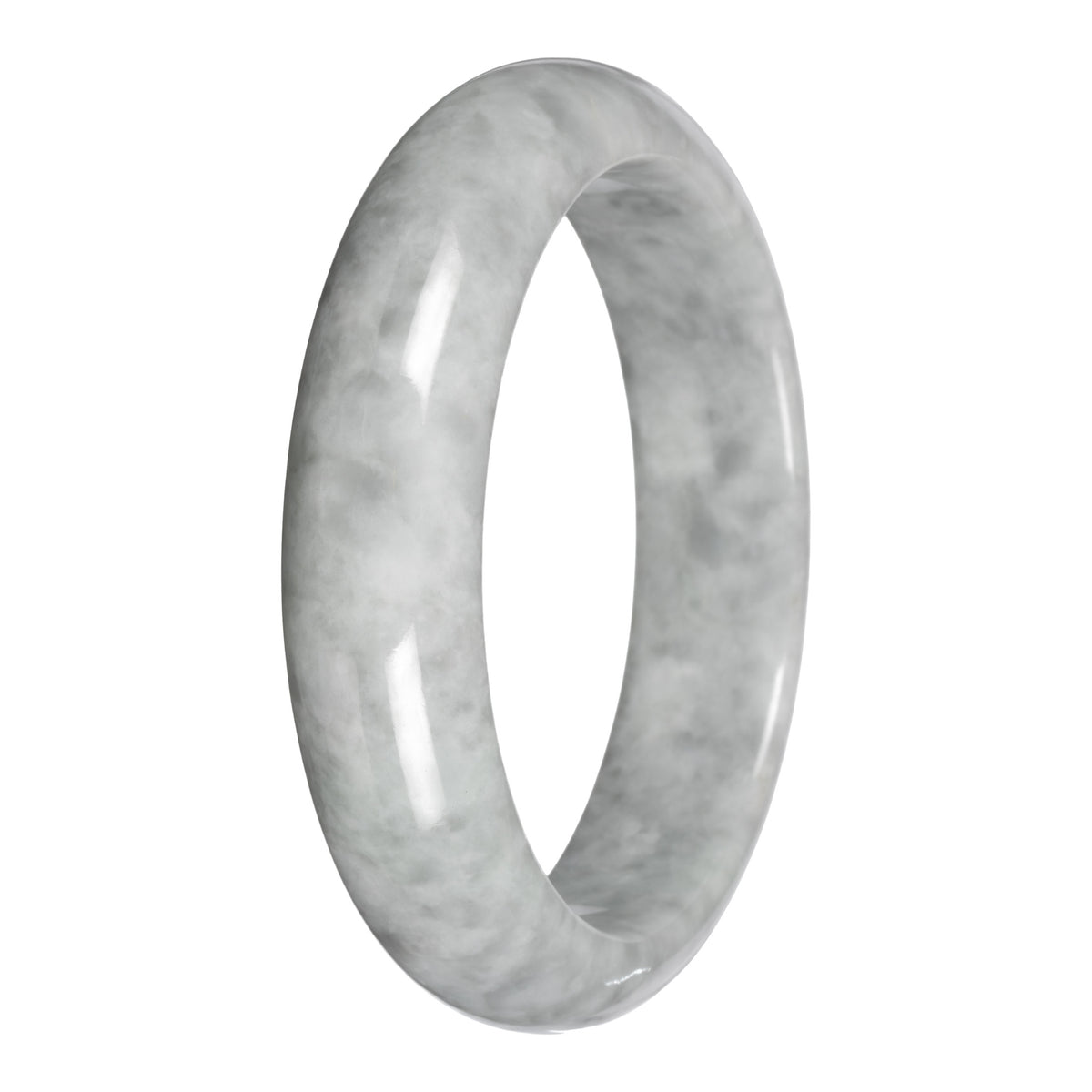 Grade A Burmese Jadeite Bangle - 'Whispering Storm' - Half Moon (61mm)