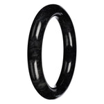 Grade A Black with Dark Gray Pattern Burma Jade Bangle Bracelet - 60mm Round