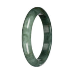 Untreated Green with Deep Green Pattern Burmese Jade Bangle - 56mm Half Moon