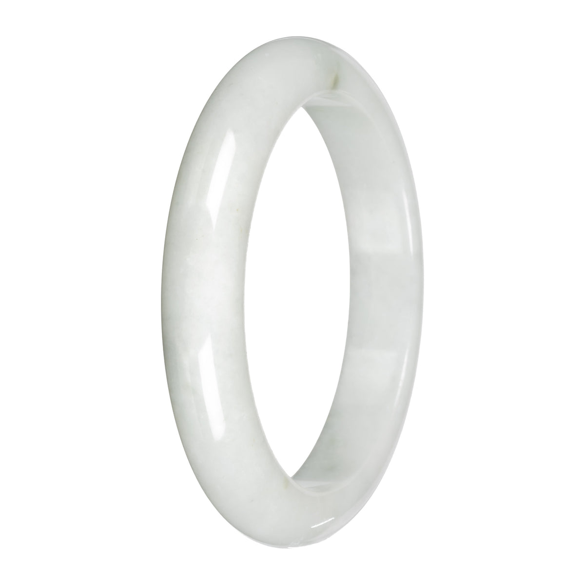Authentic White Jade Bangle - 59mm Half Moon