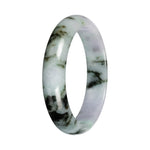 Genuine Light Lavender with Green Pattern Traditional Jade Bangle - 56mm Half Moon