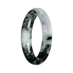 Authentic Pale Lavender with Green Pattern Burma Jade Bangle - 55mm Half Moon