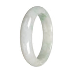 Grade A White with Apple Green Patch Traditional Jade Bangle Bracelet - 55mm Half Moon