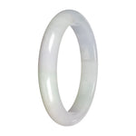 Untreated White with Pale Green Patches Jadeite Jade Bangle Bracelet - 58mm Half Moon